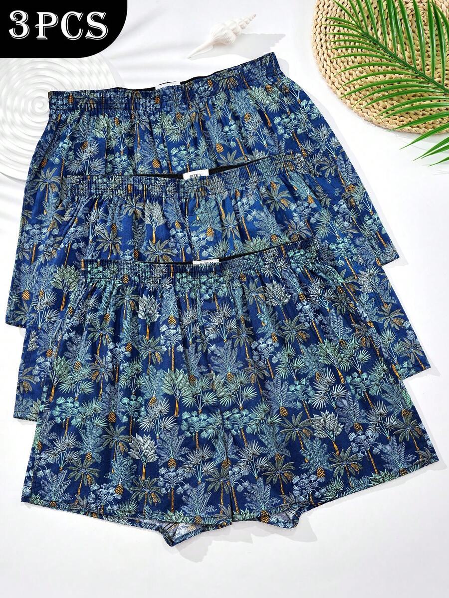 男士3件套100%纯棉印花经典格子芦荟长裤，时尚舒适 - 彩色 - 查看 1