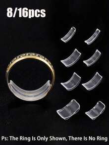8/16/24pcs Resin Ring Adjuster Invisible Ring Size Adjustment Pad For Loose Rings, Fits All Finger Sizes Invisible Ring Sizer For Loose Rings - Multiple Finger Sizes, Comfortable & Protective Ring Adjustments - Adjust Transparent Tightener Resizing Tool Jewelry Guard For Loose Rings Ring Adjuster Fit Any Rings, Assorted Sizes Of Ring Adjuster For Women