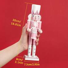 Festliche Atmosphaere Gestaltung 30CM Rosa Kristall Nussknacker Trommler Weihnachten Desktop Deko Figur
