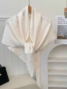 1pc Women's Solid Color Triangular Knit Shawl, Loose Fit, Warm, Elegant Style, Suitable For Outdoor Travel In Autumn/Winter And Snowy Season For Dress