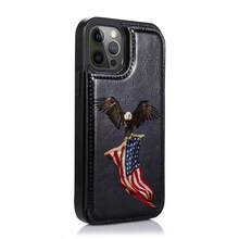 Eagle Flag Patriotic Pattern Faux Leather Wallet Case For IPhone 17/16 Pro Max/15/14/13/12/11/ Galaxy Phone Cases|Slim Shockproof TPU With 3 Card Slots|Gift Idea- Replace Your Wallet - màu đen - Xem 3