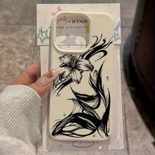 Estampado de lirio de textura, resistente al desgaste y a la caída, adecuado para la serie Apple  16 15 14 13 12 11 PLUS Pro Max - carcasa completa y sencilla para el teléfono móvil - diseño minimalista de otoño diseño estético avanzado ideal para regalos de cumpleaños o festivos, accesorios para teléfonos móviles, fundas para teléfonos móviles tpu, estética minimalista, diseño floral de textura, fundas impresas ultravioleta, materiales flexibles tpu, amantes de la estética, regalos perfectos, adecuados para hombres y mujeres. - Blanco marfil-334 - Ver 3