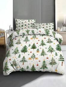 2/3pcs Christmas Tree Bed Comforter Set, Stars, Gift Box Duvet Cover Bed Sheets Set -Bedding Set, With 1 Duvet Cover And 1-2 Pillowcases, King-Size Bedspread, Soft Skin-Friendly Polyester, Machine Washable, Dry Clean,Suitable For Room/Bedroom/Home Decoration.