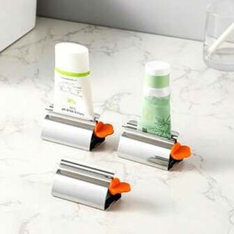 1pc Stainless Steel Toothpaste Squeezer Holder, Manual Toothpaste Dispenser, No Electricity Toothpaste Dispenser And Storage Box For Bathroom