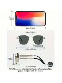 1 件时尚、优雅、多功能男士时尚眼镜，适合办公室使用和旅行，具有高达 400 的紫外线防护功能，配有方形金属镜框，重量极轻。