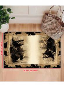 1 pièce Tapis vintage à motif d'ours noir, tapis à motif de forêt américaine, antidérapant, non pelucheux, lavable. Convient pour le salon, la chambre à coucher, la buanderie, la décoration d'intérieur