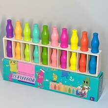 10 pares de botellas - Juguete de clasificación de colores de madera Montessori para niños - Juego de lógica para volver a la escuela, regalo de emparejamiento para niños pequeños