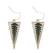 1pc Fashionable Vintage New Triangle Resin Faux Leaf Earrings - Multicolor - View 2