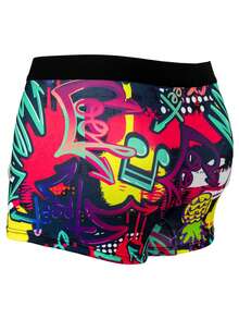 6 piezas de calzoncillos tipo bóxer estampados para hombres, con patrones de graffiti aleatorios, ropa interior gráfica, adecuada para Navidad