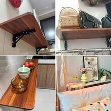 Mesa Escritorio Plegable Pared, Escritorio Flotante, Placa Engrosada, Estructura Estable, Fcil de Cuidar, Escritorio Plegable, para Oficina, Cocina, DormitorioWhite, 60 * 24CM - Color nogal + 120*30CM - Ver 8