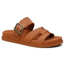 Flat H Flip Flop Women's Sandal With Buckle Easy Fit Summer 2025 Tractor Peep Toe - Lạc đà - Xem 5