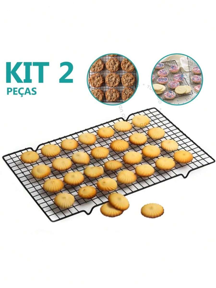 Kit Of 2 Racks For Cooling Food, Cakes And Cookies, Non-Stick Clink 40cm X 25cm - Nhiều màu - Xem 1