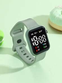 1 件电池供电数字手表，带计步器、LED 显示屏、TPU 表带，适合学生、儿童、青少年、男女，适合运动、户外、礼物和节日