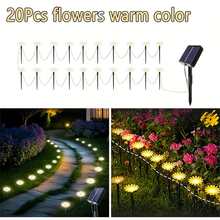 Dây đèn LED năng lượng mặt trời hình hoa cúc 40/20/10 bóng, đèn sân vườn, đèn ngoài trời năng lượng mặt trời, hình hoa cúc, chống thấm nước, thích hợp cho sân vườn, đám cưới, bãi cỏ và các dịp trang trí lễ hội khác (Dễ dàng lắp đặt) - Nhiều màu - Xem 18