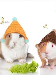 1pc Best-Selling Knitted Guinea Pig Beanie Hat, Christmas Mini Hat, Brown, Red, Green, Orange, Cute Mini Guinea Pig Photo Prop Decoration Hat