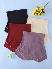 4 Peças Calcinha Modeladora Sem Costura de Cintura Alta Bordada de Luxo para Mulheres - Multicolorido - Visão 3
