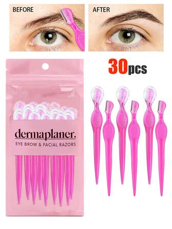 30/24/12/6/3/1 Set de Recortadora de Cejas, Recortadora de , Mini Recortadora, Fácil de Transportar, Usado para Recortar Cejas, Afeitar, Navaja con Cubierta Protectora, Herramienta Exfoliante Multifuncional para Eliminar el Vello Facial y Corporal, Adecuado para Viajes, Adecuado para Hombres y Mujeres. Duradero y de Larga Duración, Es una Herramienta Esencial para la Belleza Personal, Navidad, Invierno, Rosa, Graduación, Cumpleaños, Vacaciones