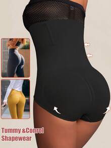 Local Delivery Womens Plus Size High-Waist Body Shaping ShortsSeamless Slimming Underwear With 360 Surrounding Compression, Breathable Soft Fabric, Non-Roll Waistband, Ideal For Postpartum Recovery & All-Day Wear - 黑色 - 查看 9