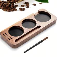 58毫米紧凑型意式浓缩咖啡压粉垫（带刷子）、木制咖啡压粉台、意式浓缩咖啡配件（咖啡师适用）、咖啡压粉器支架（适用于工作台、酒吧、餐厅、办公室） - 彩色 - 查看 2