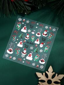 Christmas Santa Claus Nail Stickers 5D Self-Adhesive Snowman Candy Cane Elk Tree Flower Design Nail Art Supplies Winter Xmas Nail Sticker Nail Art For Women Girls DIY Decorations Decor