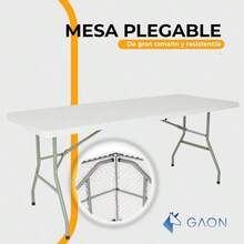 GAON. Mesa Plegable de Plastico Tipo Portafolio 1.80 Metros Portatil para Jardin Interior y Exterior 180. - blanco - Ver 4
