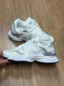 White Sneakers Size 34 Women's And Men's Comfortable Training Gym Workout Walking Sports Outdoors Tie Up School Gym And Fitness Outdoors Party - 白色和灰色 - 查看 2