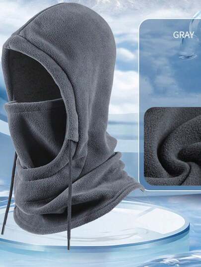 1 pieza Máscara de esquí de forro polar para hombre y mujer, pasamontañas máscara facial a prueba de viento y térmica, cubre todo el rostro y el cuello, con cordón ajustable, color aleatorio