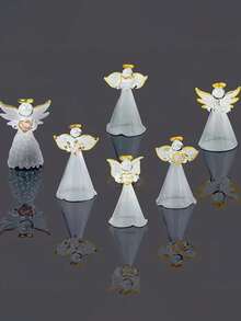 6pcs/1pc Christmas Angel Ornaments, Christmas Decorations, Glass Angel Hanging Decorations, Suitable For Christmas Trees, Clear Glass Angel Shaped Decorations, Perfect For Dining Tables, Fireplaces, Living Rooms, Holiday Gifts. Christmas Gifts, New Year Gifts