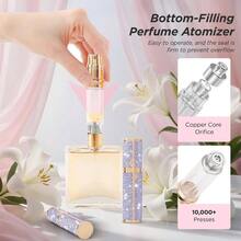 Travel Perfume Bottle Refillable, Perfume Atomizer Leak - Proof Portable 5ML Empty Atomizer Sprayer Bottle Traveling And Outgoing Pink - Leather Style, 5ML - 紫色+5ML - 查看 6