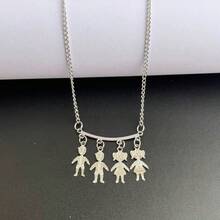 Daughter Girl Pendant Necklace In Stainless Steel Does Not Darken Can Get Wet - 2 Laki-laki 2 Perempuan - View 6