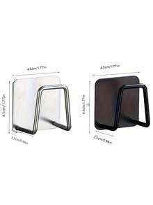 1 pieza/2 piezas Soporte para esponja montado en la pared sin taladro de acero inoxidable con ganchos duales y bolsa OPP - Adhesivo resistente/Organizador montable con tornillos (tornillos incluidos) para cocina, baño, fregadero - Almacenamiento de esponjas y herramientas que ahorra espacio, resistente a la oxidación, fácil instalación, diseño moderno, superficie resistente a los arañazos - Ideal para espacios pequeños