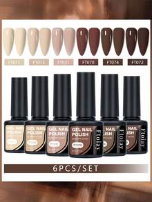 6pcs Gel Nail Polish Set, Long-Lasting Low Allergy, UV/LED Soak-Off, Neutral Shiny Red Tones, Alcohol-Free Nail Gel Kit, Suitable For DIY Manicure And Salon Use - 01 - View 15