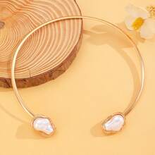 1/6pcs European & American Style Asymmetrical Faux Pearl Bracelet, Ring, Necklace, Earring Jewelry Set, Romantic & Elegant Women Jewelry Gift Suitable For Daily, Party, Wedding