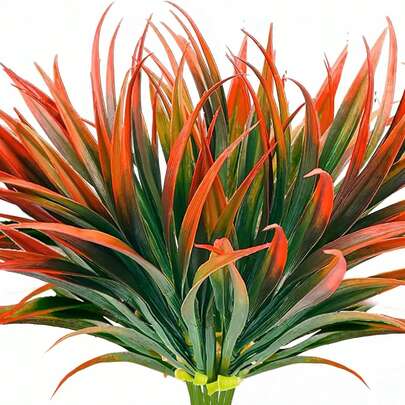 1 maceta de hierba alta artificial vibrante y resistente a los rayos UV en un macetero con estampado de mármol blanco - ideal para decoración del hogar y fiestas, material de plástico duradero, decoración de fiestas | Plantas decorativas | Textura realista, plantas artificiales para decoración del hogar