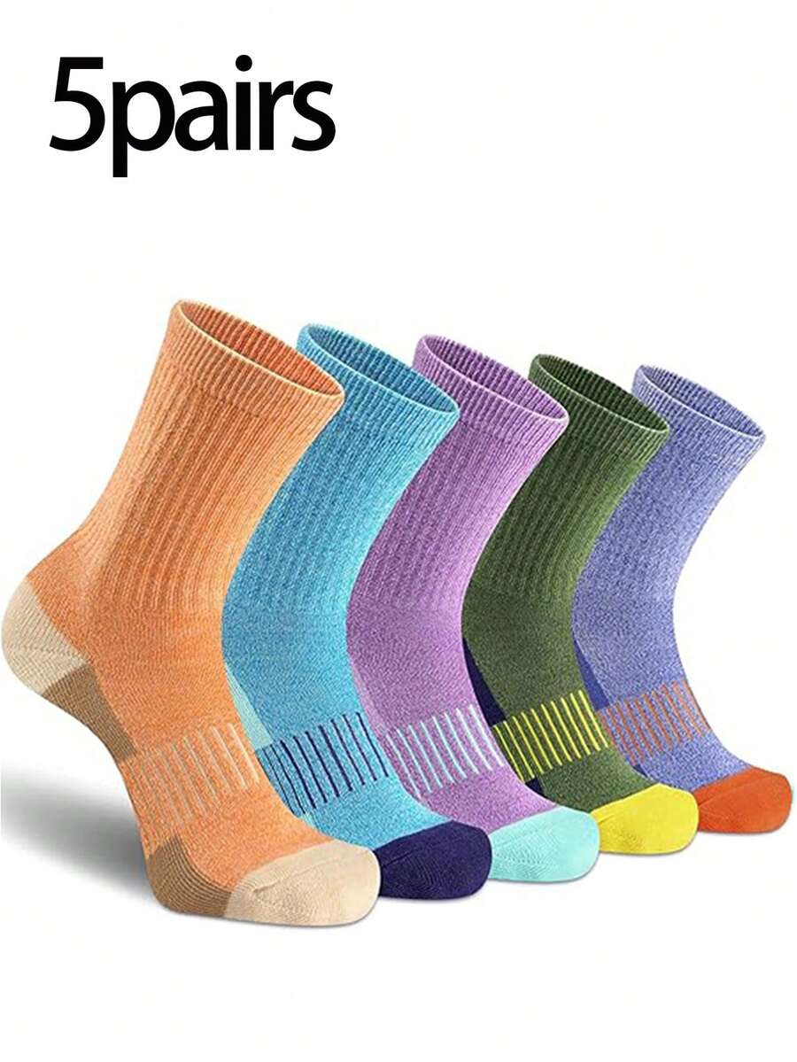 5 Pairs Women Plus Size Socks, Moisture Wicking Crew Socks, Autumn/Winter