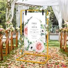 Wedding Welcome Sign Stand, 50.4"-67.2'' Scalable Adjustable Height Wedding Sign Holder For Seating Charts ,Welcome To Our Wedding Sign Stand For Event Decor,Welcome Sign Stand For Party To Welcome Guests(Gold) - Gold - View 7