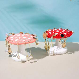 Mollensiuer 1Pc Cute Mushroom Jewelry Holder Resin Earring Organizer Stand Earring Display Hanging Rack With 26 Holes For Jewelry Organizer, Home Decor, Christmas Birthday Gift, Room Decoration For Women And Girls"