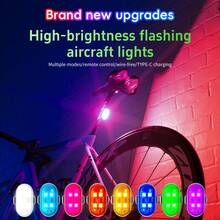 1 件/2 件带遥控器的磁性 LED 频闪灯，8 色无线 LED 防水防撞灯，适用于汽车无人机飞机摩托车自行车卡车的应急频闪警示灯 - 黑色 - 查看 9