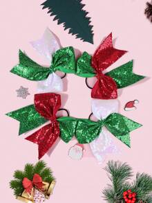 2 piezas Set de Lazos Elásticos para el Cabello con Lentejuelas - Accesorios Brillantes para el Cabello, Multicolor - Adecuado para Trenzas, Moños, Coletas, Adolescentes, Decoración de Fiesta de Navidad y Cumpleaños, Pasadores y Diademas - Decoraciones Fáciles de Usar para el Cabello en Días Festivos