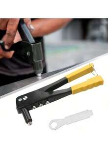 MOLOLAN Remachadora 10 , Pretul A Granel 22852(Amarillo) Remachadora 10 Remachadora Manual 9.5 Pulgadas (23cm) Amarilla Kit de Remachadora Industrial Amarilla  ,Pistola de Remaches de Acero al Carbono Resistente a Corrosión y Altas Temperaturas | Incluye 4 Cabezas Reemplazables (3/32"-3/16") + 1 Llave de Sujeción | Herramienta Ergonómica Fácil de Transportar | Ideal para Automoción, Muebles, Metalurgia y Proyectos de Hogar/Taller en México - Amarillo - Ver 2