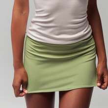 Women's Fashion Mini Skirts Solid Color Low Waist Short Skirts Summer Casual Bodycon Skirts Streetwear - màu xanh lá - Xem 1