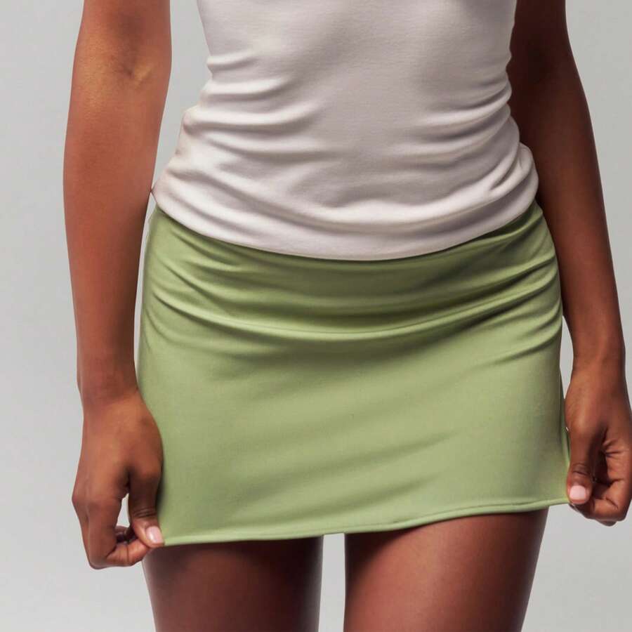 Women's Fashion Mini Skirts Solid Color Low Waist Short Skirts Summer Casual Bodycon Skirts Streetwear - màu xanh lá - Xem 1