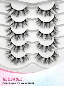 ENCHUW 5 Pairs 3D Fake Eyelashes Natural Lashes Natural Look Short False Eyelashes Pack Reusable False Lashes Soft Wispy Lashes Fluffy Eye Lashes