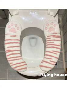 2件套可爱猫爪造型马桶盖，粘贴式安装，奢华舒适，黑白配色，打造独特卫浴体验，马桶装饰，浴室装饰，秋季装饰