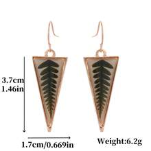 1pc Fashionable Vintage New Triangle Resin Faux Leaf Earrings - Multicolor - View 3