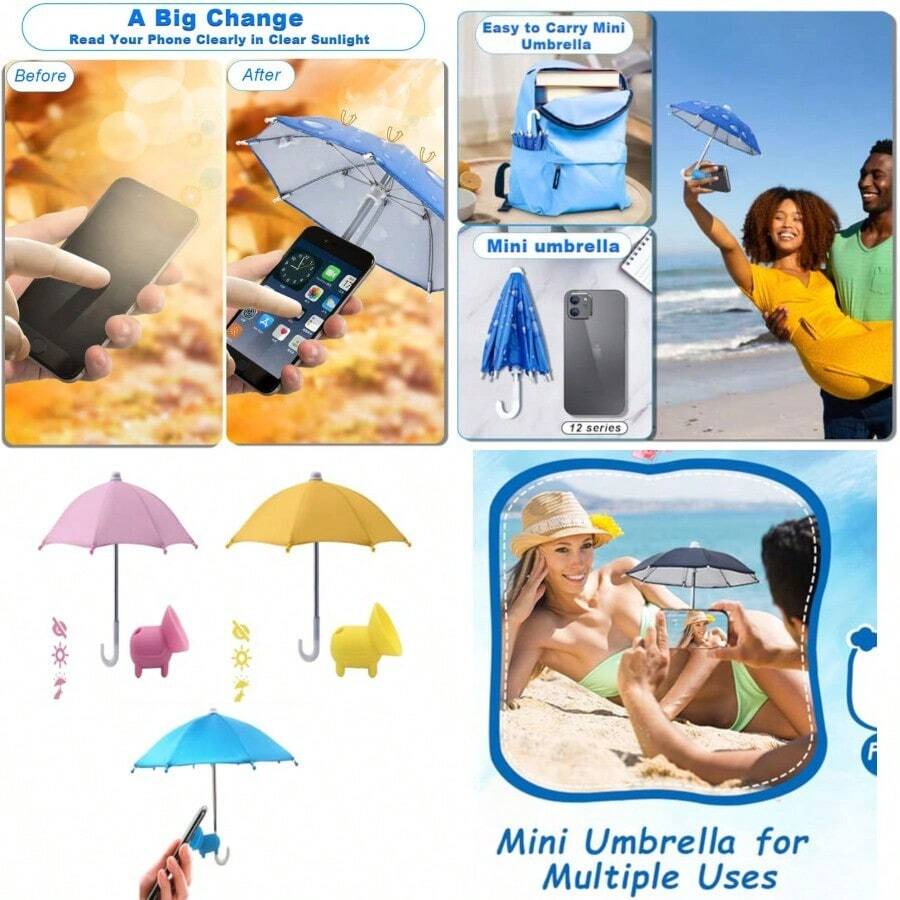 Phone Umbrella Suction Cup StandPhone For Sun Shad Outdoor AntiGlare Cell Cute Sunshade Holder Car Navigation Shade Visor Sun Hood Shield Block Glare 3PCS