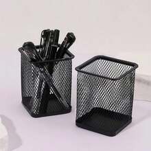 3/4 piezas Soporte metálico para bolígrafos, Taza metálica redonda para bolígrafos, Soporte de malla multifunción para bolígrafos, Organizador de maquillaje para la escuela, la oficina y el hogar, adecuado como regalo de vuelta a clases, Acción de Gracias, Halloween y Navidad