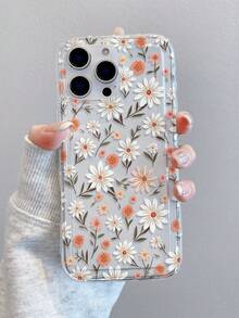 1pc Floral Pattern, Air Cushion Transparent Anti-Drop Phone Protective Case, TPU Material, Suitable As Holiday Gift, Compatible With IPhone XS/XS Max/XR/11 12 13 14 15 16 Pro/Pro Max/14 15 16 Plus/17, Unisex, Phone Case - Multicolor - View 2