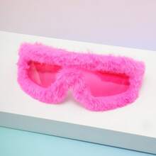 1 Piece Of Women's  With Furry Personality And Winter Fashion, Cute Furry Pink And Blue Glasses, Suitable For Daily Commuting, Going Out With Friends, Vacations, Parties, Christmas Parties, Perfect Gifts For Oneself And Friends - 藍色 - 查看 4