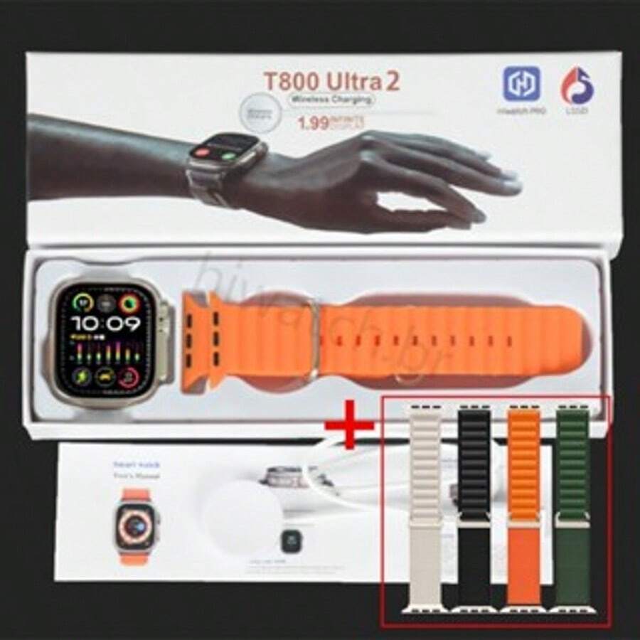 2025 New Smartwatch T800 Ultra 2 Series 8 Ultra Smart Watch IP67 Bluetooth Call - 黑色 - 查看 1